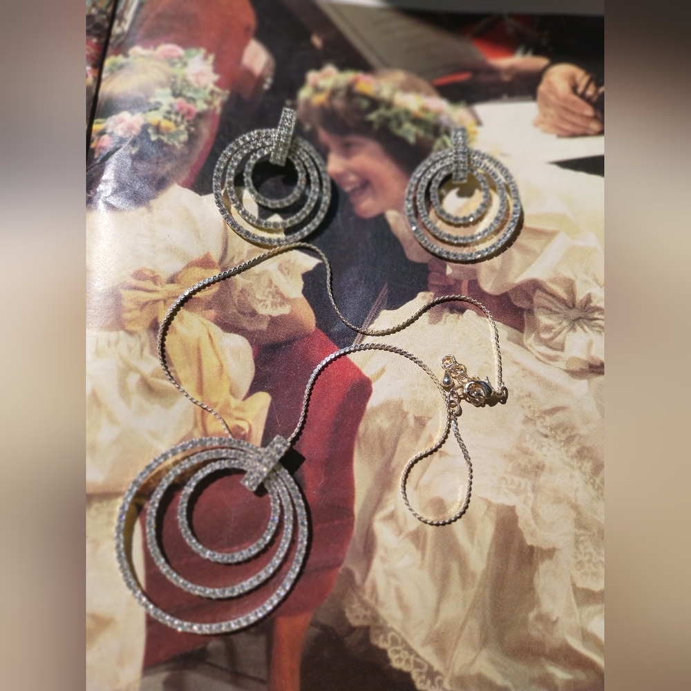 Silver Pendant Necklace and Earring Set - Picture 8 of 10